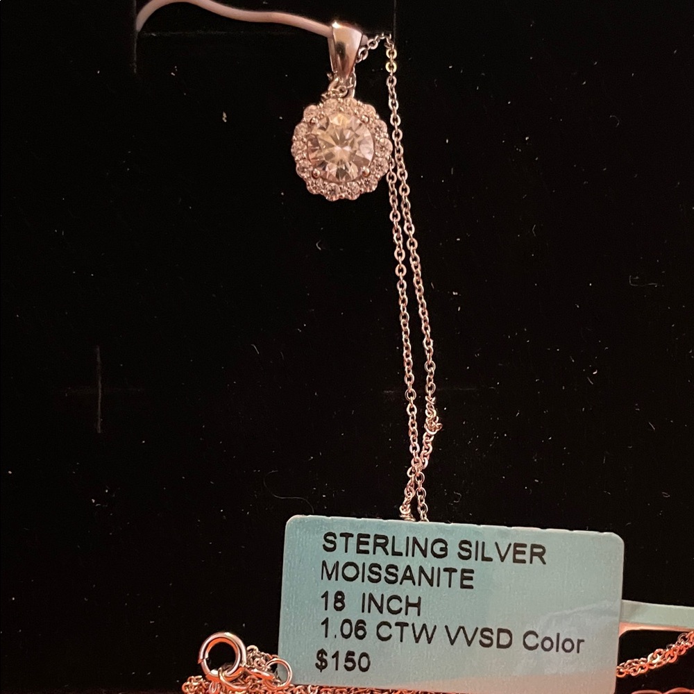 Elegant Silver Moissanite Pendant Necklace